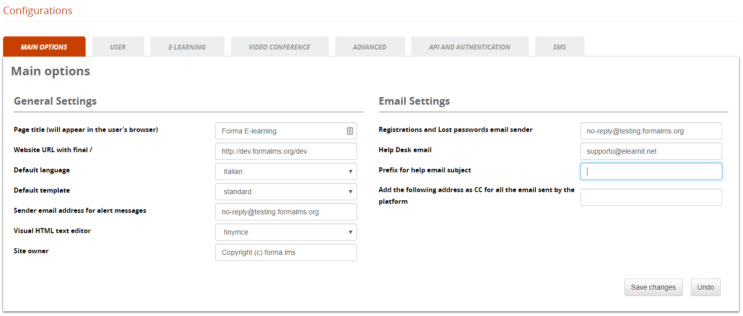 configuration system tabs