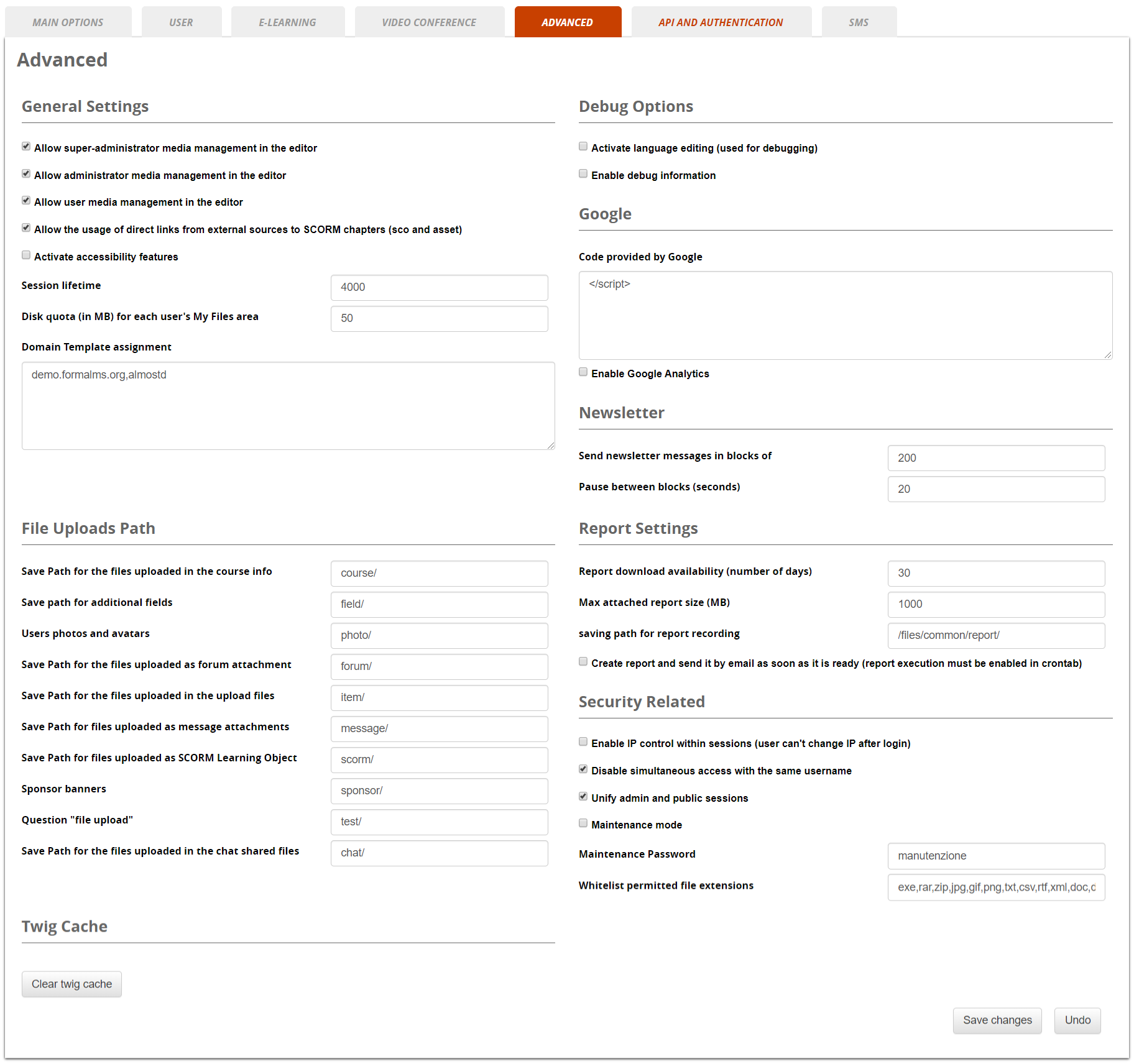 sysconfig settings advanced