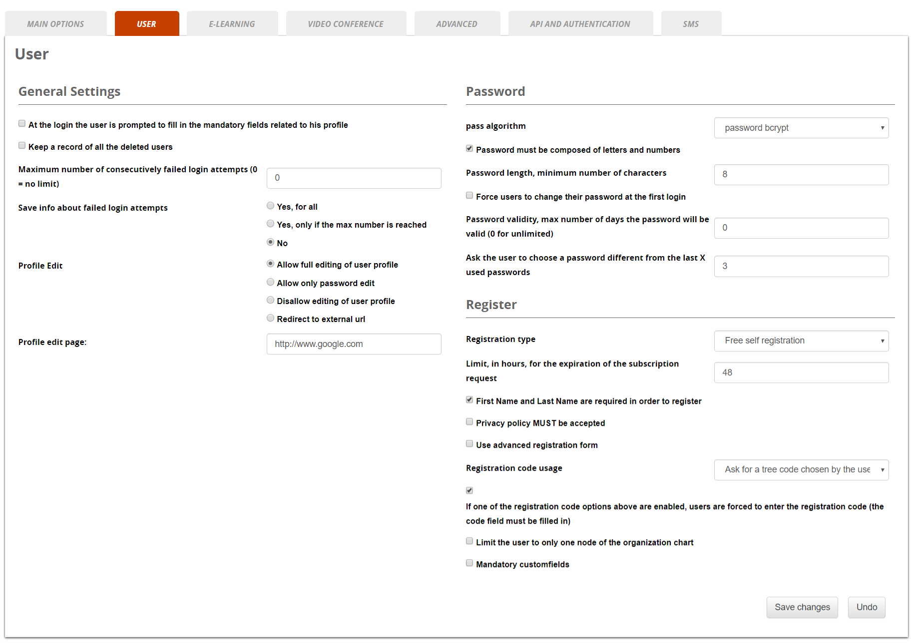 sysconfig settings user